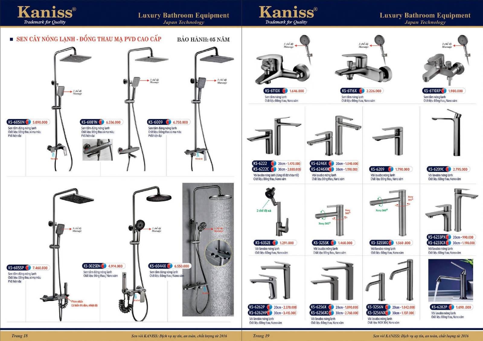 Bảng giá và Catalogue Thiết bị vệ sinh KANISS mới nhất 2025 /Page 10